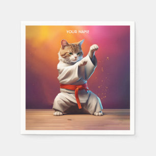 Serviette En Papier Cat Karateka En Kimono Taekwondo Kung Fu