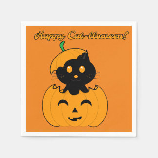 Serviette En Papier Cat-lloween 