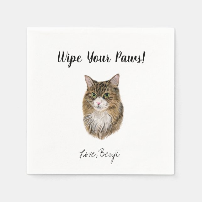 Serviette En Papier Cat Mariage Cocktail Napkins (Devant)