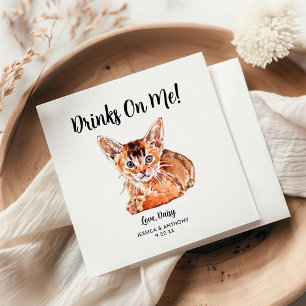 Serviette En Papier Cat Mariage Cocktail Napkins