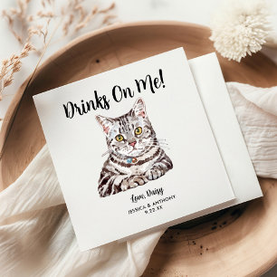 Serviette En Papier Cat Mariage Cocktail Napkins