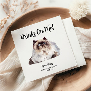 Serviette En Papier Cat Mariage Cocktail Napkins