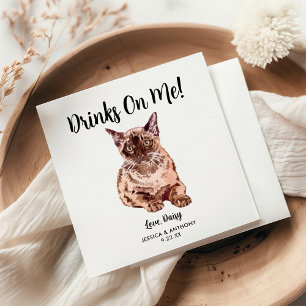 Serviette En Papier Cat Mariage Cocktail Napkins