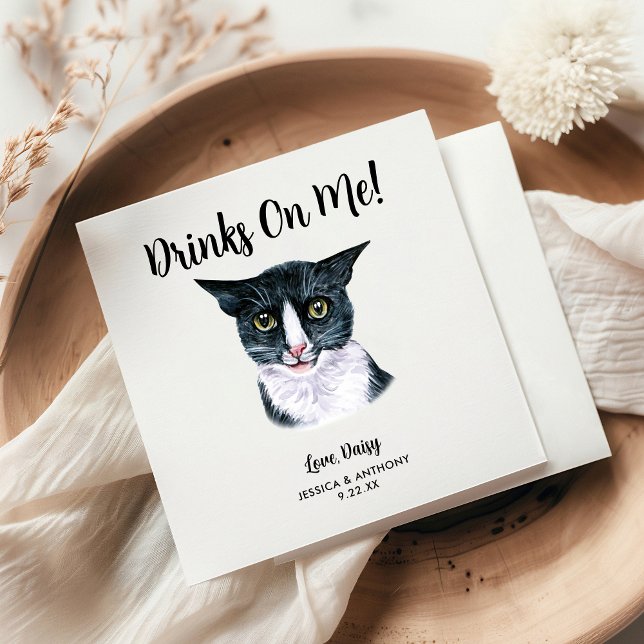 Serviette En Papier Cat Mariage Cocktail Napkins (Créateur téléchargé)