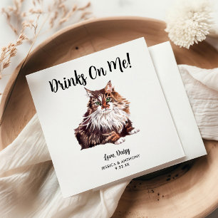 Serviette En Papier Cat Mariage Cocktail Napkins