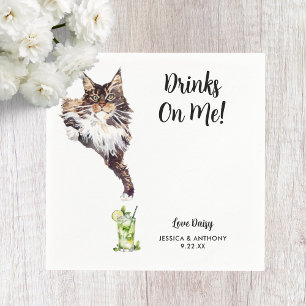 Serviette En Papier Cat Mariage Cocktail Napkins