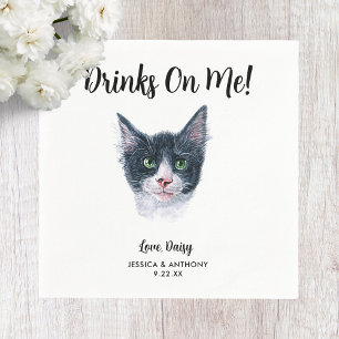 Serviette En Papier Cat Mariage Cocktail Napkins