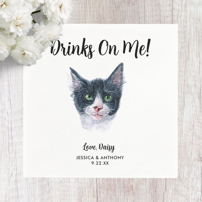 Serviette En Papier Cat Mariage Cocktail Napkins (Créateur téléchargé)