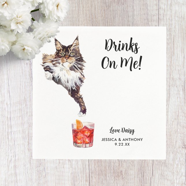 Serviette En Papier Cat Mariage Cocktail Napkins (Créateur téléchargé)