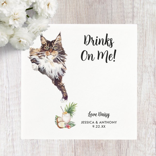 Serviette En Papier Cat Mariage Cocktail Napkins (Créateur téléchargé)