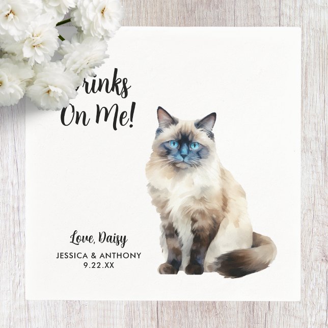 Serviette En Papier Cat Mariage Cocktail Napkins (Créateur téléchargé)