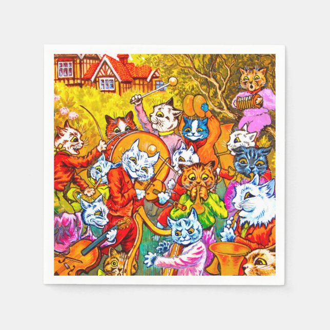 Serviette En Papier Cat Musical Band (Devant)