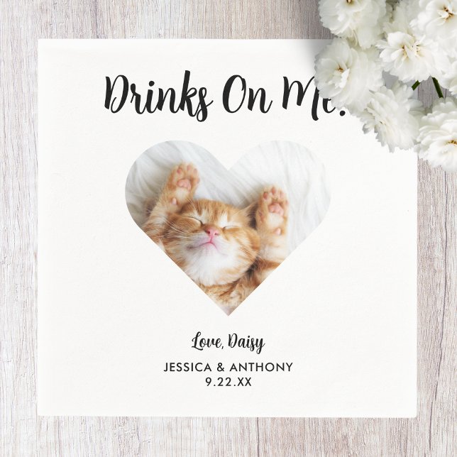 Serviette En Papier Cat Photo Mariage Cocktail Napkins (Créateur téléchargé)