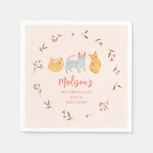 Serviette En Papier Cat Thème Pink Anniversaire
