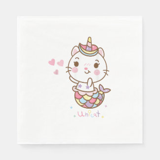 Serviette En Papier Cat Unicorn shirt - Unicat Mermaid Cat I believe i