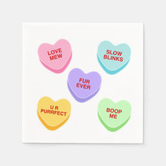 Serviette En Papier Cat Valentine Candy Coeurs Papier Napkin
