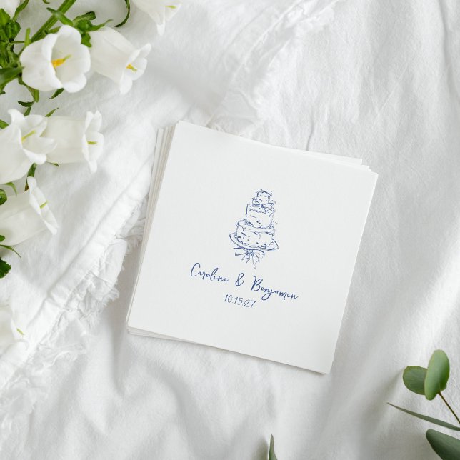 Serviette En Papier Câteau Mariage à la main, à la main, français (Créateur téléchargé)