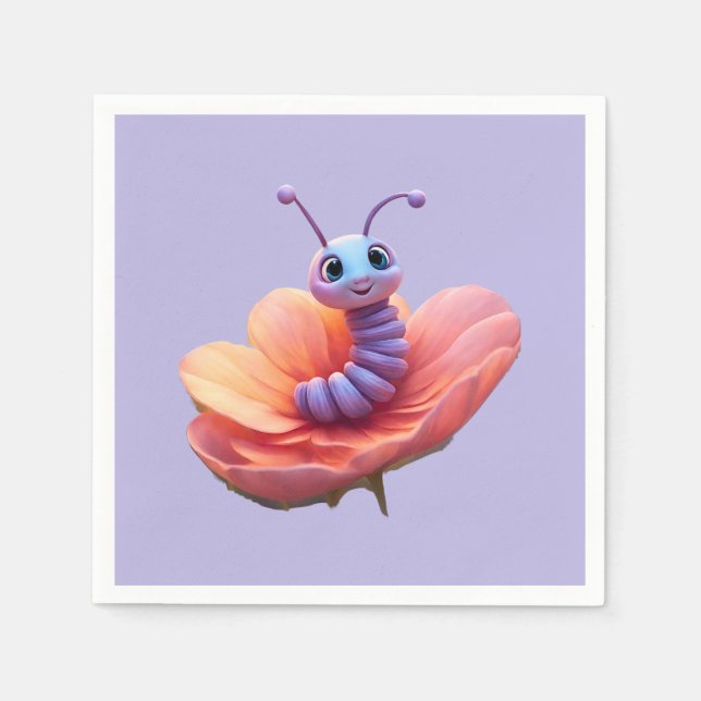 Serviette En Papier Caterpillar violet (Devant)
