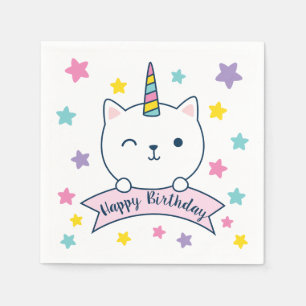 Serviette En Papier Caticorne   Serviettes   Joyeux Anniversaire