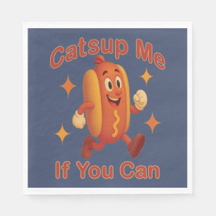 Serviette En Papier Catsume-moi si tu peux drôle Hot Dog - Ketchup Pun