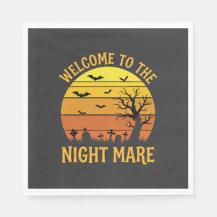 Serviette En Papier Cauchemar d'Halloween Cimetière Coucher de soleil