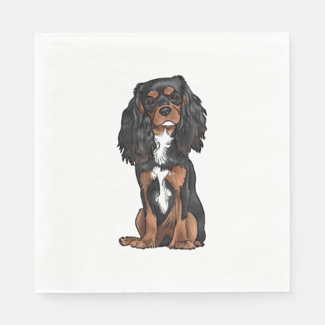 Serviette En Papier Cavalier King Charles Spaniel - Noir et Tan (Devant)