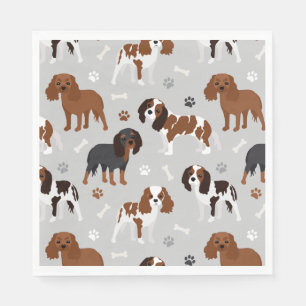 Serviette En Papier Cavalier King Charles Spaniel Paws and Bones