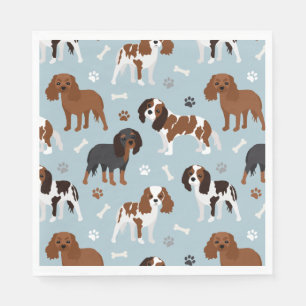 Serviette En Papier Cavalier King Charles Spaniel Paws and Bones