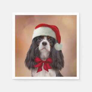 Serviette En Papier Cavalier le roi Charles Spaniel en casquette rouge
