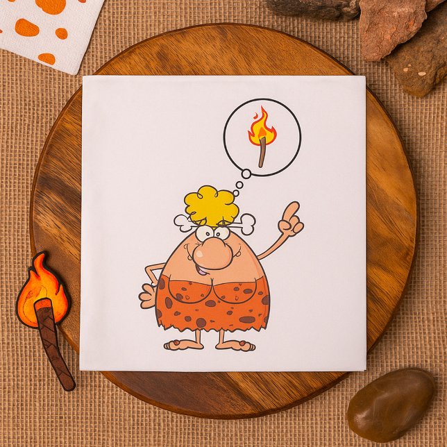 Serviette En Papier Cavewoman pense au bâton de feu (Créateur téléchargé)