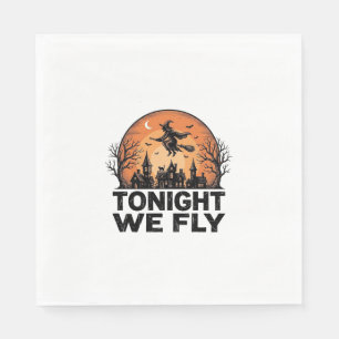 Serviette En Papier Ce Soir Nous Volons Vintage Sorcière Halloween Con