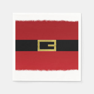 Serviette En Papier Ceinture du Père Noël rouge et fourrure blanche No