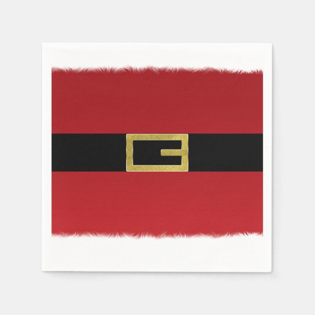 Serviette En Papier Ceinture du Père Noël rouge et fourrure blanche No (Devant)