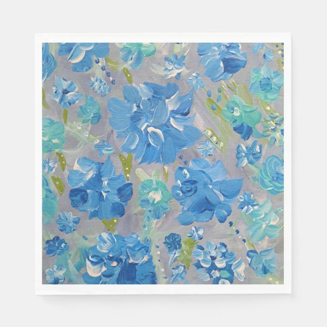 Serviette En Papier Célébration bleue Papier floral serviettes (Devant)