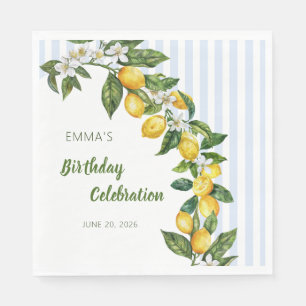 Serviette En Papier Célébration d'anniversaire à l'aquarelle de citron