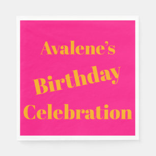 Serviette En Papier Célébration d'anniversaire Bold Pink et Bright Ora