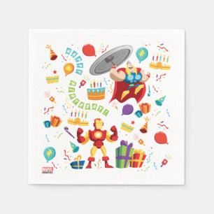 Serviette En Papier Célébration d'anniversaire de Thor et Iron Man