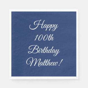 Serviette En Papier Célébration de fête d'anniversaire 100 ans Bleu