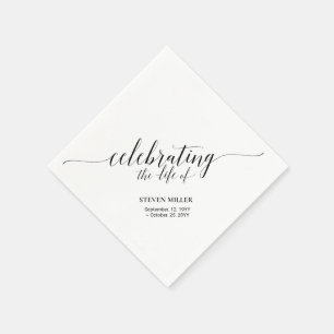 Serviette En Papier Célébration de la Vie   Élégant Faire-part de funé