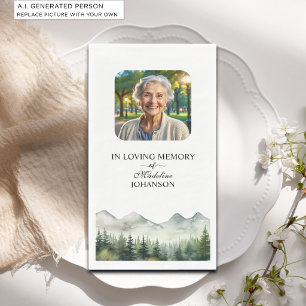 Serviette En Papier Célébration de la vie funéraire Montagnes et Arbre
