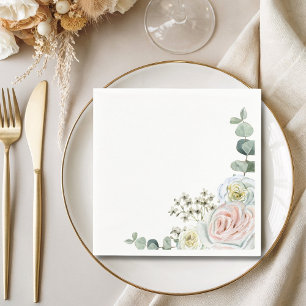 Serviette En Papier Célébration de l'amour aquarelle détails rose