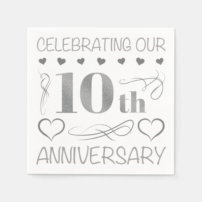Serviette En Papier Célébration de notre 10e anniversaire (Devant)