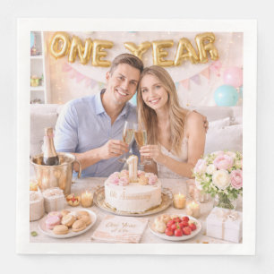 Serviette En Papier Célébration du premier anniversaire de mariage de
