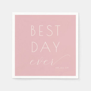 Serviette En Papier Célébration Typographique Rose Joyeuse
