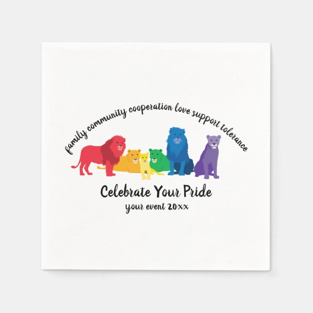 Serviette En Papier Célébrez votre fierté Rainbow Lion Pride (Devant)