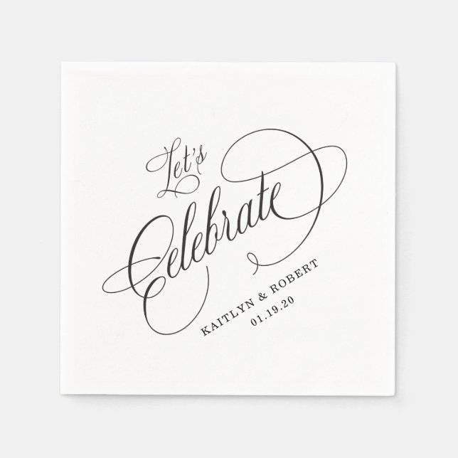 Serviette En Papier Célébrons la calligraphie Cocktail serviettes (Devant)