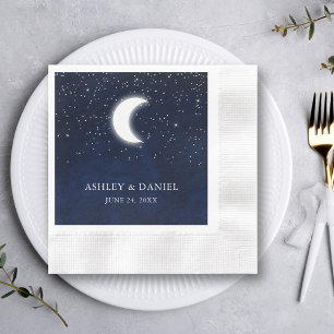 Serviette En Papier Celestial Blue Sky Moon Stars Mariage Cocktail