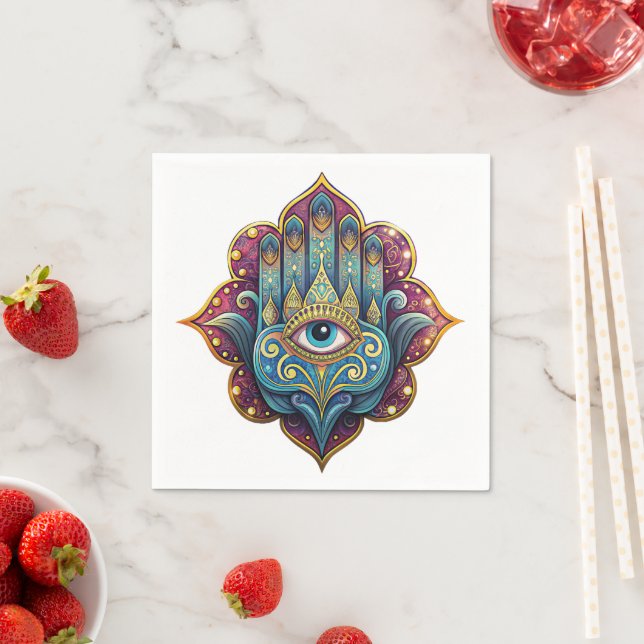 Serviette En Papier Celestial Hamsa  (En situation)