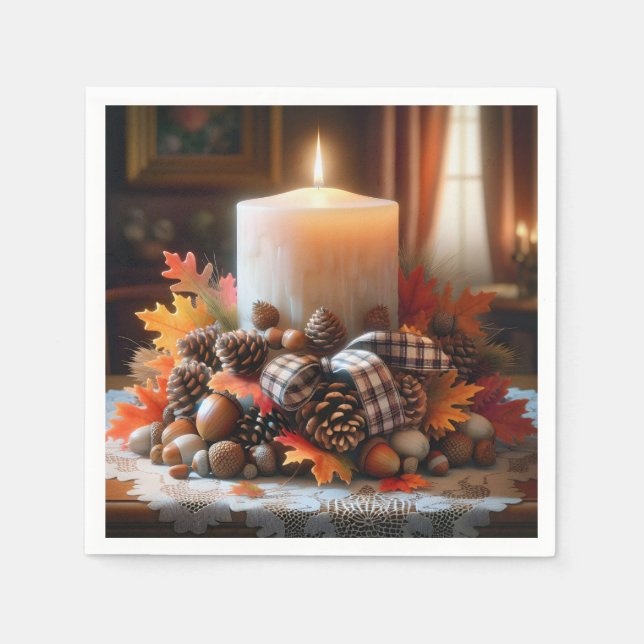 Serviette En Papier Centerpiece de bougie de Thanksgiving (Devant)