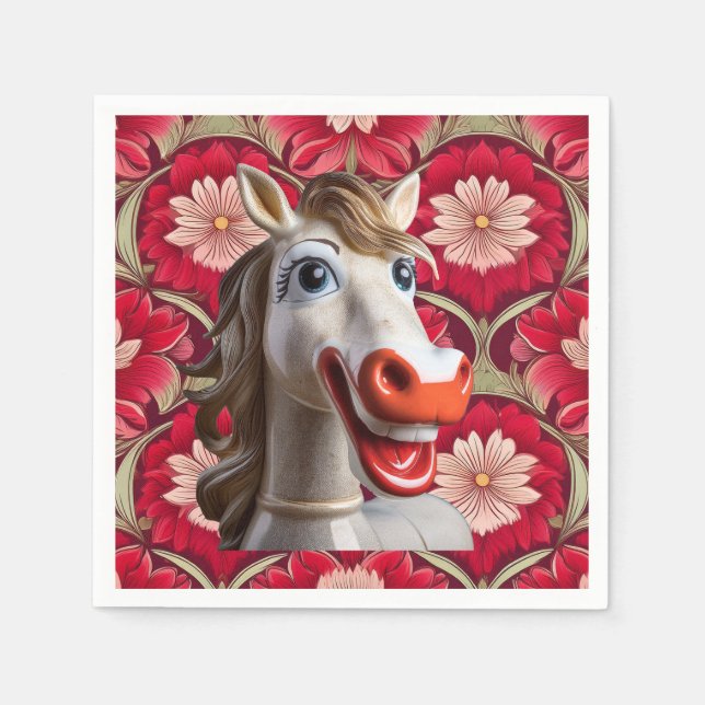 Serviette En Papier ceramic horse napkin (Devant)
